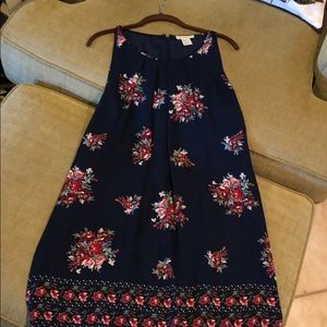 Navy Blue Floral Dress Sz 8
